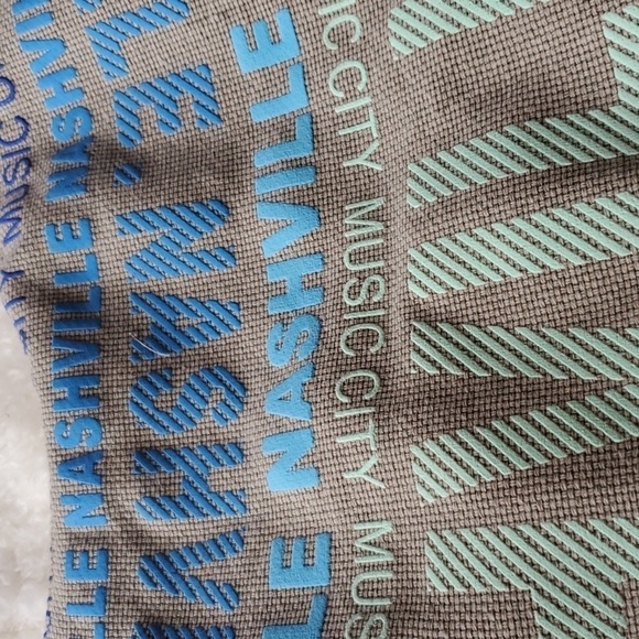 NASHVILLE tote  Robin Ruth tan blue green  w/ Zipper Souvenir Scrabble Poshfest - Picture 3 of 8